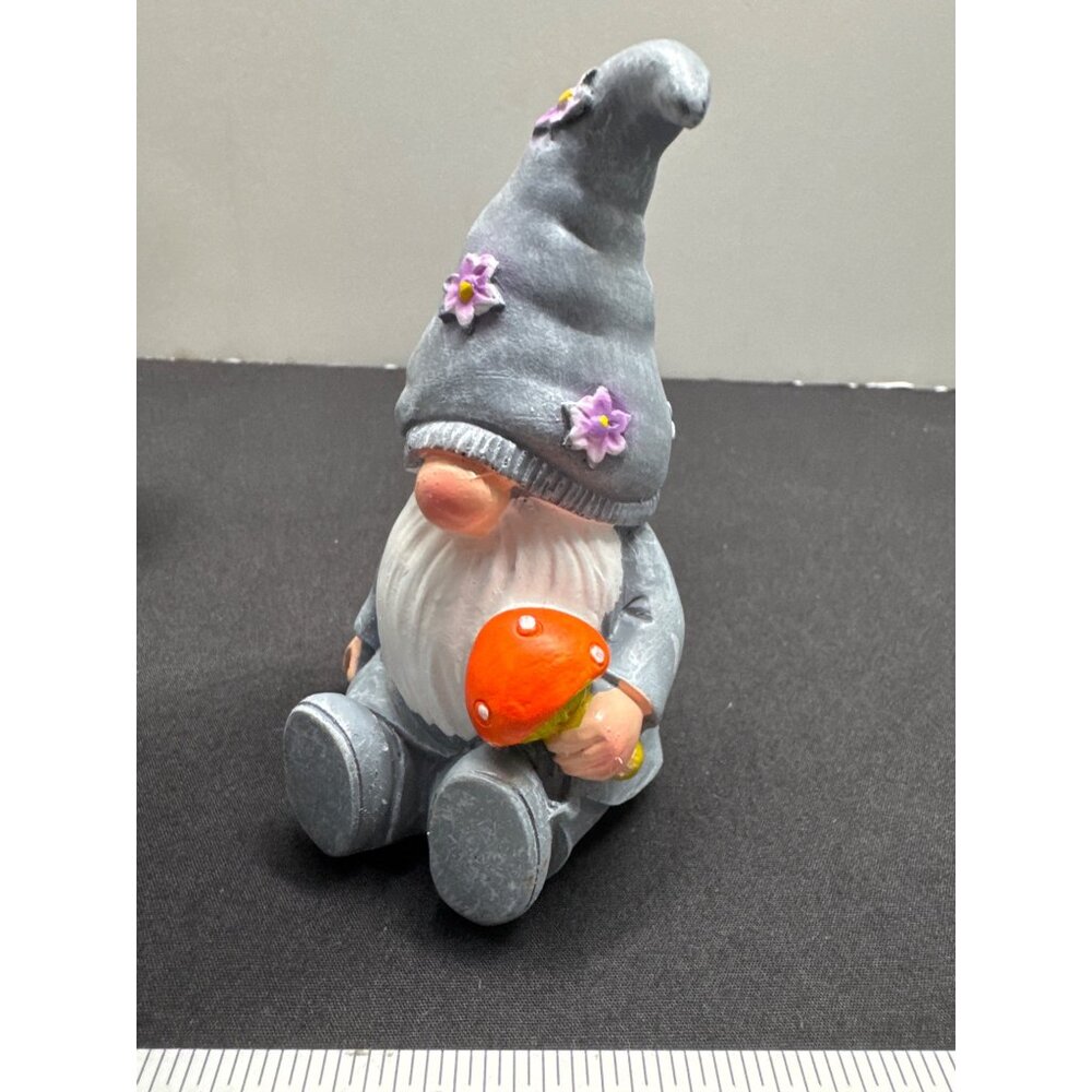 Set Of 3 Decorative Gnome Figurines With Flower Accents & Accessories - Picture 4 of 7